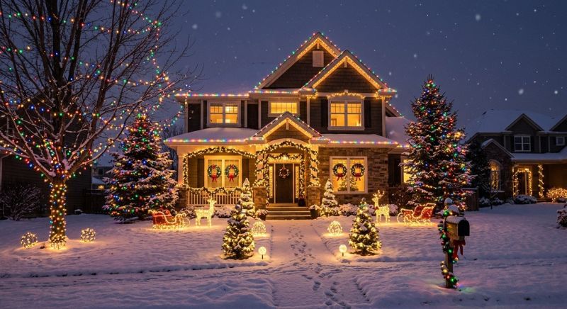 Holiday Lights Hanging in Kansas City, MO